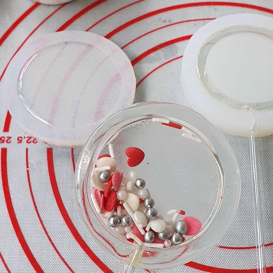 rattle lollipop shaker - round circle shape - ø 2.36" silicone mold - lollipop shaker maker
