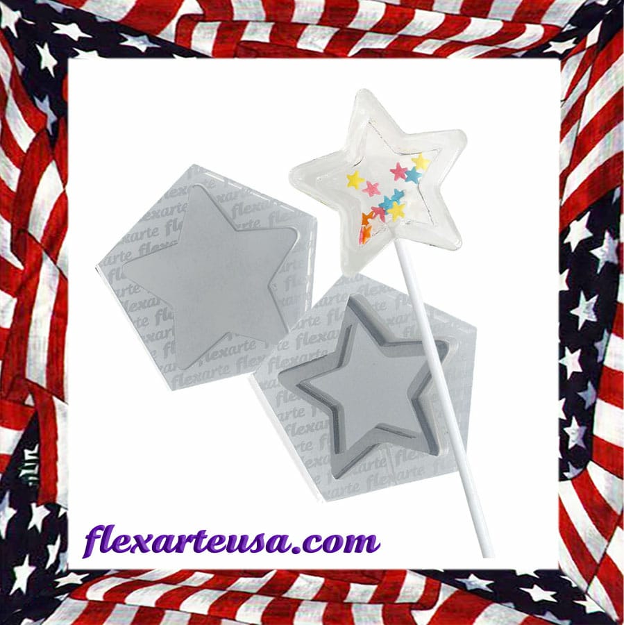 shaker lollipop rattle - star shape silicone mold - isomalt lollie