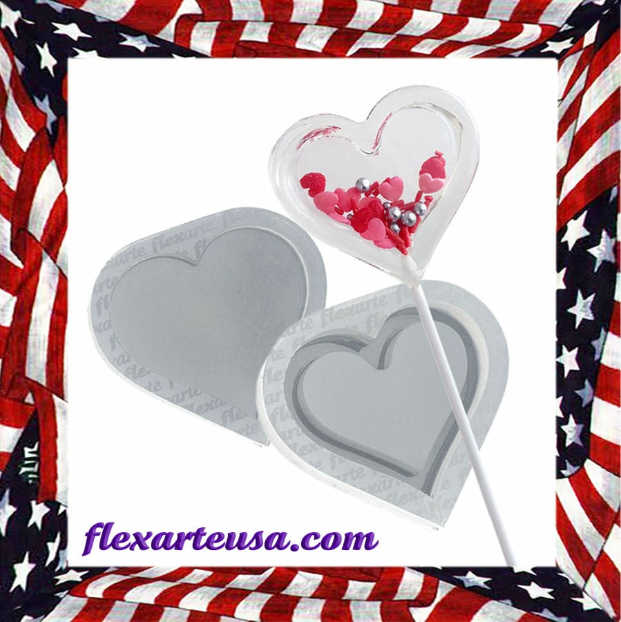 shaker lollipop rattle - heart shaped silicone mold - shaker isomalt lollies