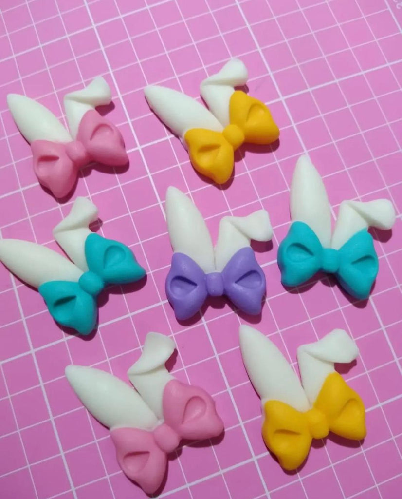 easter bunny ears with bow silicone mold moud